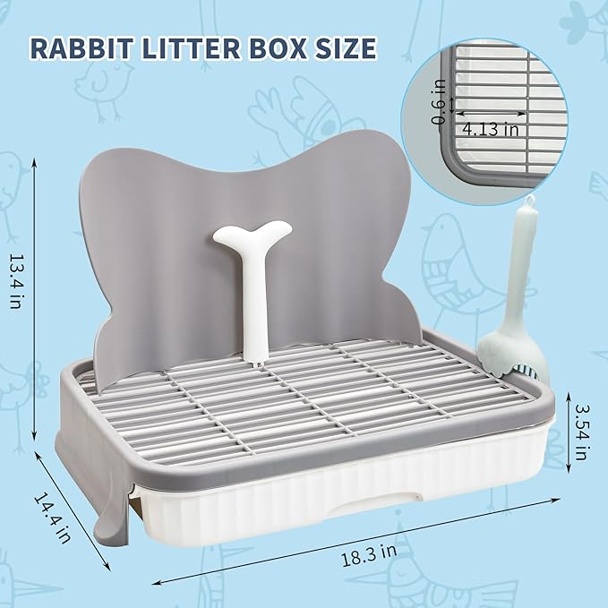 Fhiny Rabbit Litter Box with Drawer, Guinea Pig Litter Box for Cage Rectangular Small Animal Potty Trainer Bunny Corner Toilet for Rabbit Guinea Pig Chinchilla Ferret Hedgehog Easy to Clean