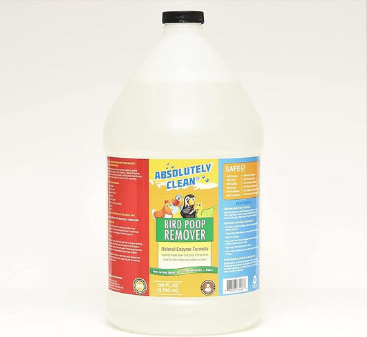 Absolutely Clean Amazing Bird Poop Remover - Just Spray/Wipe - Safely & Easily Removes Bird Messes - Use Indoor/Outdoor - Made in The USA 128 fl oz(Pack of 4)