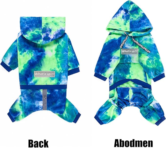 Dog Hoodies Winter Coat for Large Medium Dogs, Pullover 6 Legs Warm Coat Hooded Sweatshirt, Fleece Hoodie for Cold Weather (Bandhnu Green, 5X-Large)