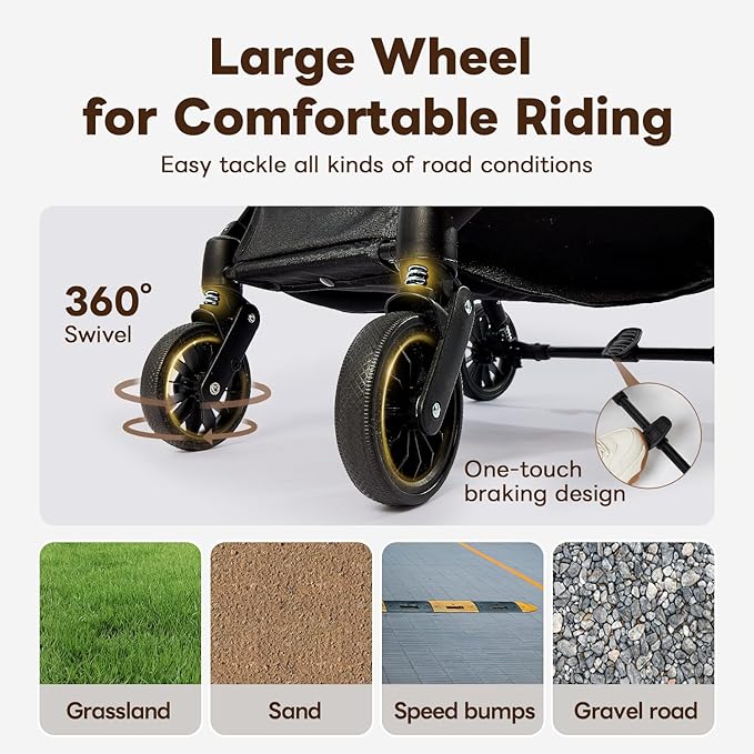 【One-Pull Open Ver.】 PETTENA Dog Stroller for 2 Dogs, One-Touch Foldable Dog Stroller for Small/Medium Dogs Cats up to 44 Lbs, Khaki