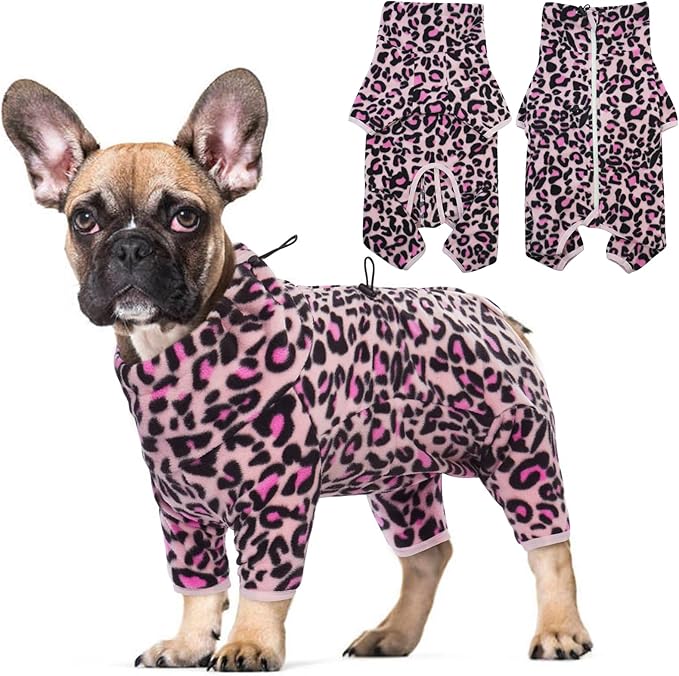 ROZKITCH Dog Winter Coat Soft Fleece Pullover Pajamas, Pet Windproof Warm Cold Weather Jacket Vest with Luminous Zipper, Jumpsuit Apparel Outfit Clothes for Small Medium Large Dog L-Pink 4XL