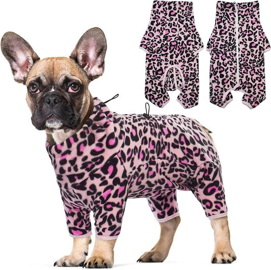 ROZKITCH Dog Winter Coat Soft Fleece Pullover Pajamas, Pet Windproof Warm Cold Weather Jacket Vest with Luminous Zipper, Jumpsuit Apparel Outfit Clothes for Small Medium Large Dog L-Pink 4XL