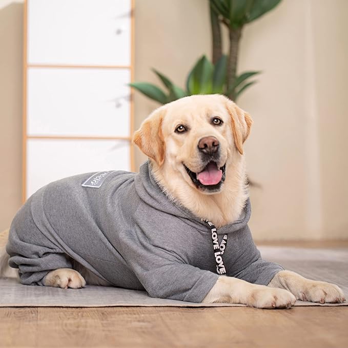 Dog Hoodies Winter Coat for Large Medium Dogs, Pullover 8 Legs Warm Coat Hooded Sweatshirt, Fleece Hoodie for Cold Weather (Grey, 3X-Large)