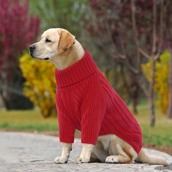 Large Breed Dog Sweaters, Warm Winter Fall Dog Sweaters for Dog Girls Boys, Turtleneck Dog Knitwear, Doggie Christmas Sweater, Pet Sweatshirt Clothes Outfit Knit St. Bernard (Red XXXXXL)