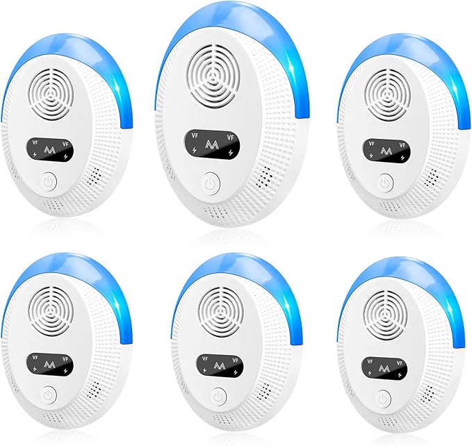 2025 Upgraded Mouse Repellent, Ultrasonic Pest Repeller, Home Indoor Pest Repellent for Insect, Roach, Spider, Ant, Bug, Rodent, Mouse, Bugs, Mosquito, Mice, 6 Packs