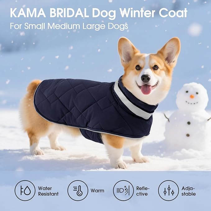 Dog Winter Coat Warm Padded Puppy Jacket Windproof Water Resistant Clothes for Small Medium Large Pets Christmas Sweater Outfit Vest(DarkBlue, M)