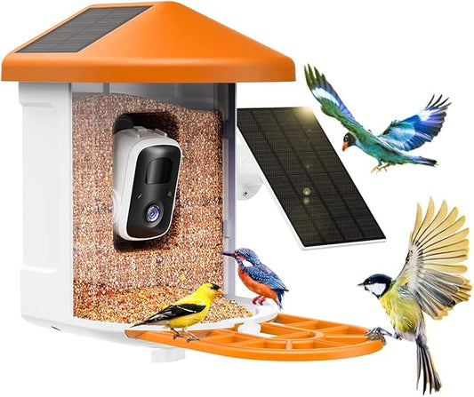 Bird Feeder with Camera with AI Identify Birds Species Solar Panel, Live View, Instant Arrival Alerts