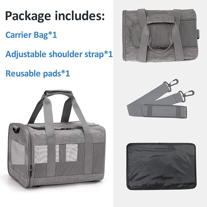 kathson Small Animal Carrier Bag, Guinea Pig Rabbit Travel Carrier Breathable Mesh Window Pet Portable Hand Bag for Hamster Bird Bunny Bearded Dragon Kitty and Etc (Grey)