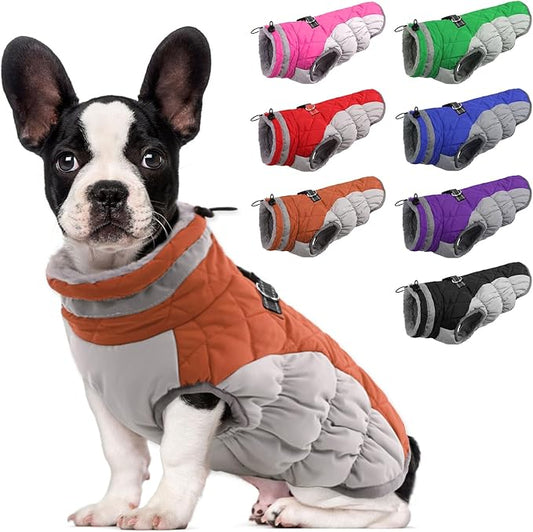 Lelepet Dog Coat Warm Dog Winter Coat Waterproof Dogs Jacket with Harness Built in Reflective Pet Fleece Vest Zip-Up Cold Weather Coats for Small Dogs Turtleneck & Windproof Coats Yorkie Brown S