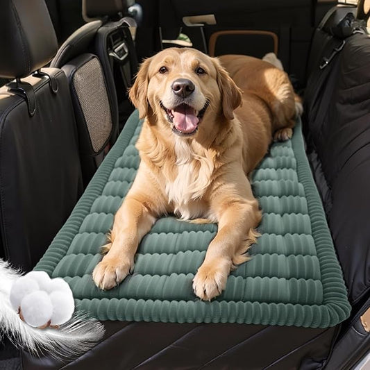 Backseat Pet Bed Mat, Plaid Dog Bed for Car Back Seat, Flannel Dog Covers for Loveseats, Non-Slip Travel Pet Mat, Custom Fit for Backseat Extenders and Seat Covers, 54"x24.8", Blue Grey