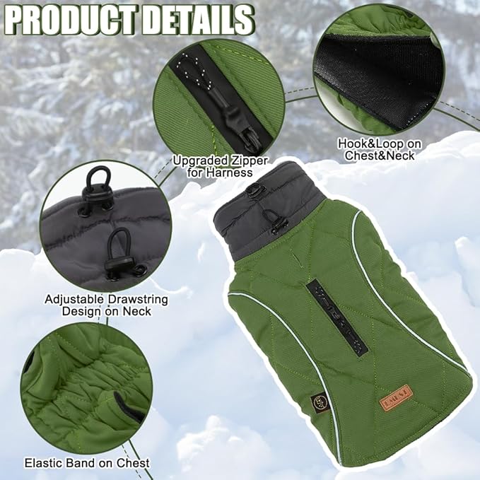 EMUST Dog Vests for Winter, Fleece Lined Dog Coat for Cold Weather Warm Jackets for Small Medium Large Dogs, XXXL
