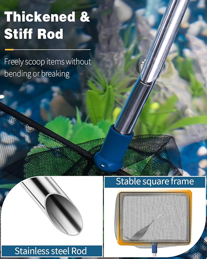 Pawfly Aquarium Fish Net with Extendable 9-24 Inch Long Handle for Betta Fish Tank Small Koi Pond and Pool