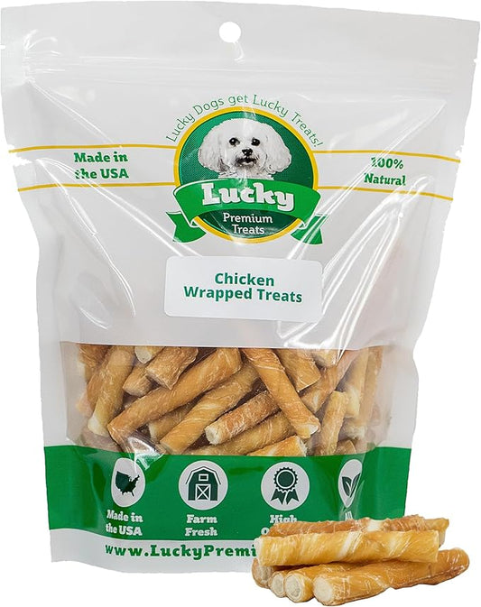 Chicken Wrapped Rawhide Dog Treats for Toy Dogs Under 25 lbs. – 150ct. Rawhide Chew Sticks – Limited Ingredient Long Lasting Chews Made in The USA with Natural Chicken and Beef Hide Twists
