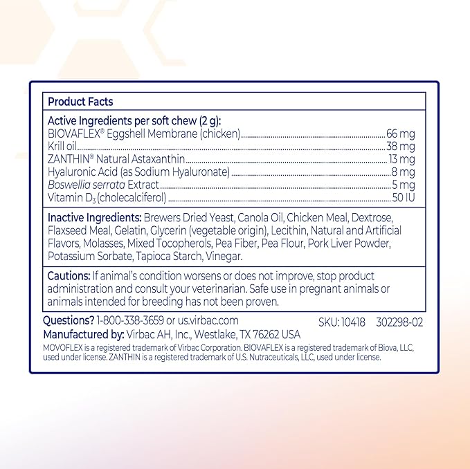 Advanced Soft Chews Hip and Joint Support Supplement for Small Dogs 60 Count by Virbac