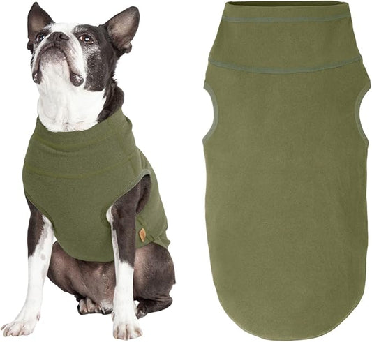 Gooby Microfiber Stretch Fleece Vest Dog Sweater - Olive Green, X-Small - Warm Pullover Microfiber Fleece Dog Jacket for Small to Large Dogs