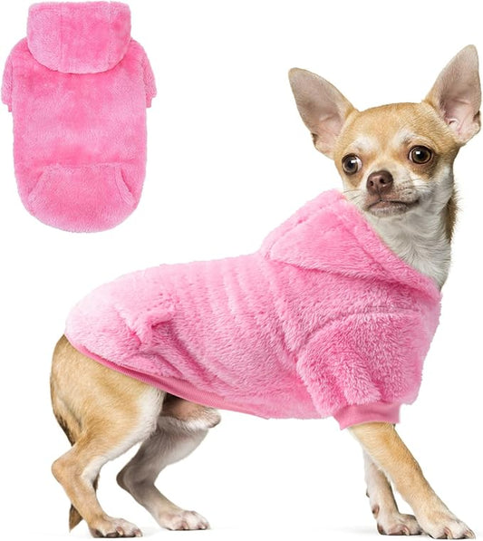 SCENEREAL Fleece Dog Sweater Hoodie for Small Medium Large Dogs, Fuzzy Warm Dog Sweatshirt with Pocket, Girl Boy Dog Clothes for Winter/Fall, Designer Cute Male/Female Dog Clothes with Leash Hole
