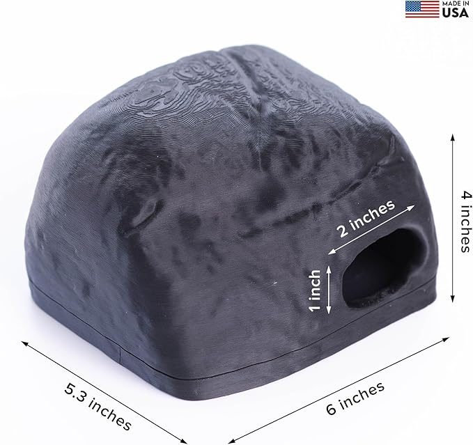 Gecko Cave Reptile Hide - Naturalistic Terrarium Shelter for Geckos, Lizards,Snakes, Bearded Dragons, Tortoises and Other Reptiles - Black