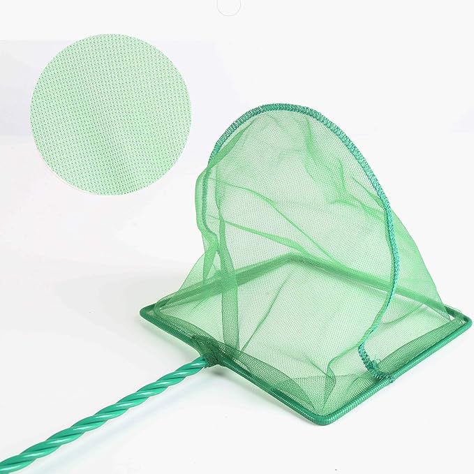 4 Pack Aquarium Fish Net Fine Quick Catch Mesh Nylon Fishing Catch Nets with Plastic Handle for Fish Tank Mesh Nets Scoop - Green