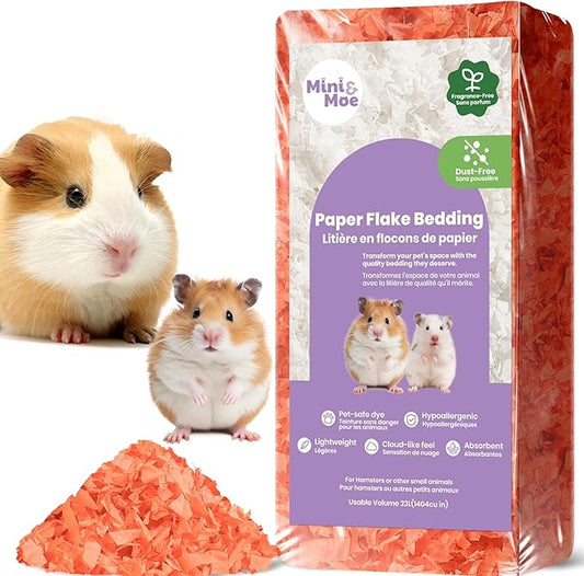 mini&moe Guinea Pigs Bedding Hamster Bedding: Moisture Absorbent and Dust-Free Natural Paper Small Pet Bedding - for Guinea Pigs, Hamsters, and Rabbits, 12 Liters