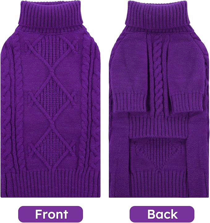 ASENKU Knitted Dog Sweater, Pullover Big Thermal Dog Winter Sweater, Turtleneck Doggy Sweaters for Large Medium Dogs Boy Girl,Warm Pet Sweatshirt for Labrador,Golden Retriever,2XL