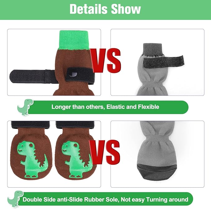 BEAUTYZOO Anti-Slip Dog Socks,Dog Shoes for Hot/Cold Pavement,Paw Protectors with Grips 3 Pairs for Puppy Small Medium Large Senior Old Dogs,Dog Socks to Prevent Licking and Hardwood Floor Protection