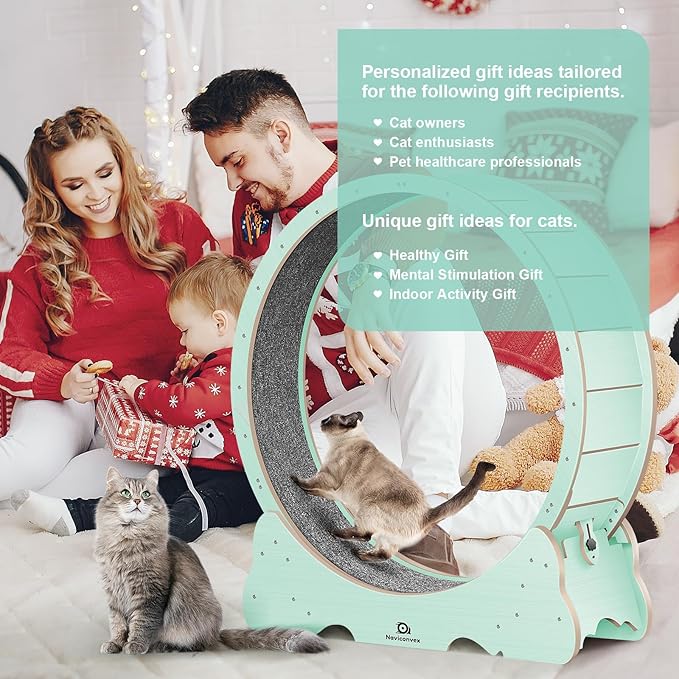 Cat Wheel, 48" XL Large Cats Exercise Running Wheel, Cat Treadmill for Indoor Cats, Green