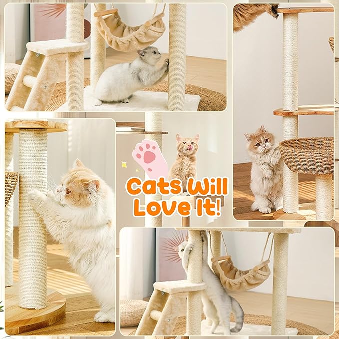 98FT/30M Cat Scratching Sisal Rope, 6mm Thick Natural Jute Rope for Scratch Posts, Cat Trees, DIY Projects, Sisal Rope for Cat Scratcher with 2 Cat Mouse Toys (White, 98ft)