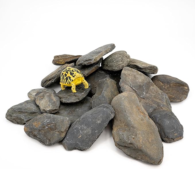 Aquarium Stone Stream Turtle Platform Natural Slate 3-9 inches Turtle Tank Rocks for Aquarium Decoration and Amphibian Habitat (20lb)