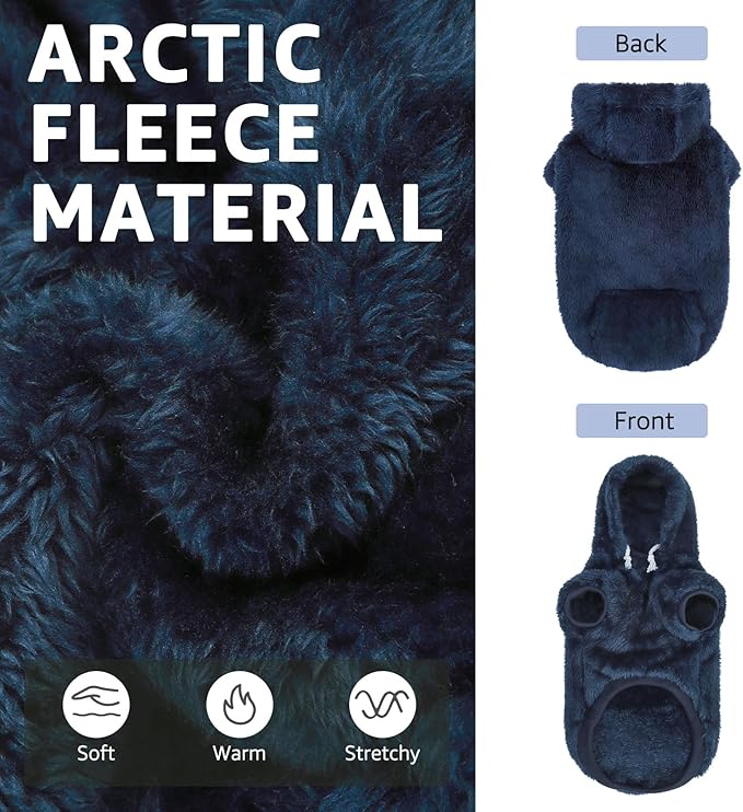 SCENEREAL Fleece Dog Sweater Hoodie for Small Medium Large Dogs, Fuzzy Warm Puppy Sweatshirt with Pocket, Girl Boy Pet Clothes for Winter/Fall, Designer Cute Male/Female Cat Clothes with Leash Hole