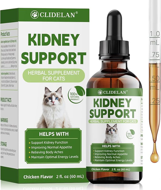 Cat Kidney Support – Kidney Support Supplement for Cats Feline Health, Fluid Balance & Appetite, Veterinarian-Formulated Herbal Supplement 2 fl oz–for Normal Kidney Cleanse and Essential Kidney Care