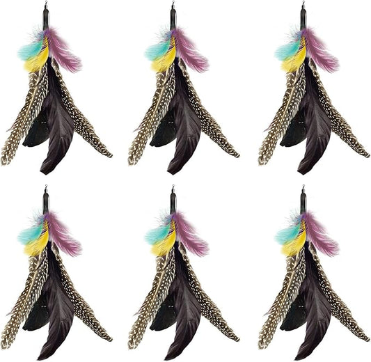 Handmade Natural Feather Cat Toy Dah Bird Refills - Interactive Cat and Kitten Toy - 6 Pack