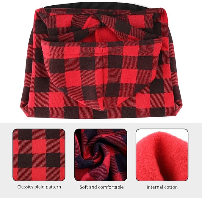 Plaid Dog Hoodie Sweatshirt Sweater for Extra Large Dogs Cat Puppy Clothes Coat Warm and Soft(XL)