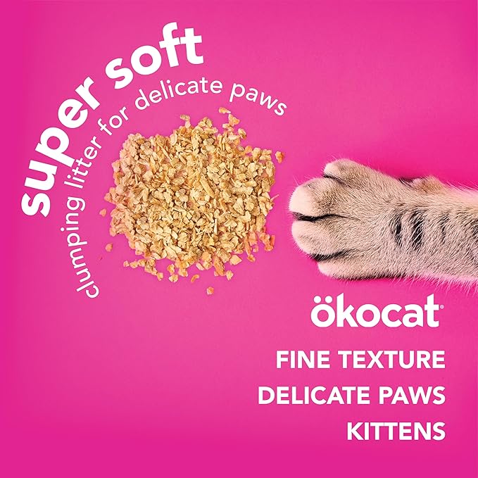 ökocat Super Soft Wood Clumping Cat Litter, Unscented, 22 pounds XL - Natural Ingredients, Stops Odor, Clumps Solid, 99% Dust Free, Great for All Cats, Sensitive Paws, Kittens
