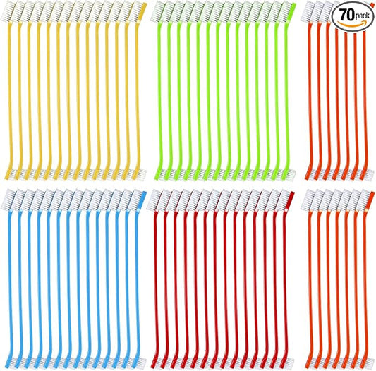 Honeydak Dog Tooth Brush Pet Toothbrush Soft Grooming Dogs Toothbrush Dog Double Sided Puppy Long Handle Brush for Large and Small Teeth Cleaning Dental Oral Care (70 Count,Multicolor)