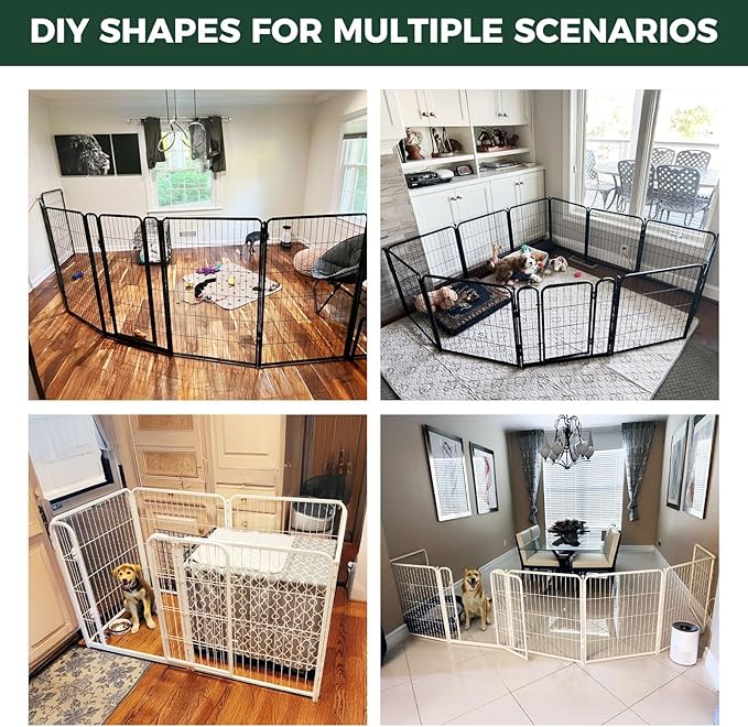 FXW Homeplus Unleashed Indoor Dog Playpen - Stress-Free and Safe Play, Heavy Duty 32 Inch 12 Wire Panels Dog Pen for Small and Medium Dogs, White│Patented