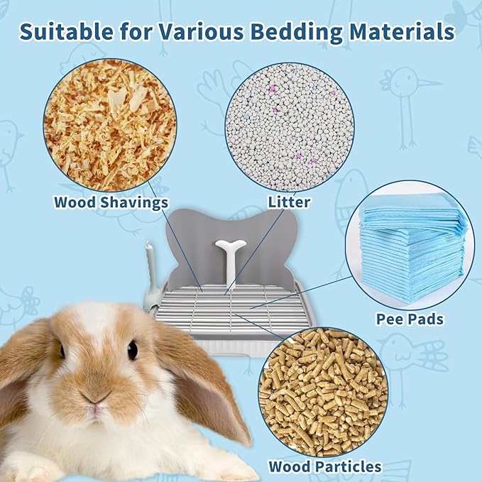 Fhiny Rabbit Litter Box with Drawer, Guinea Pig Litter Box for Cage Rectangular Small Animal Potty Trainer Bunny Corner Toilet for Rabbit Guinea Pig Chinchilla Ferret Hedgehog Easy to Clean