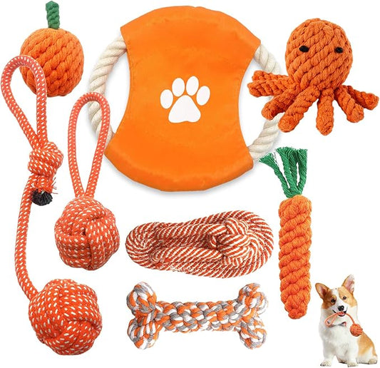 Dog Rope Toy - Tug of War Dog Toy, 8 Pack Sturdy Cotton Chew Rope Toys for Dogs, Puppy Chew Toys for Teething & Boredom Relief