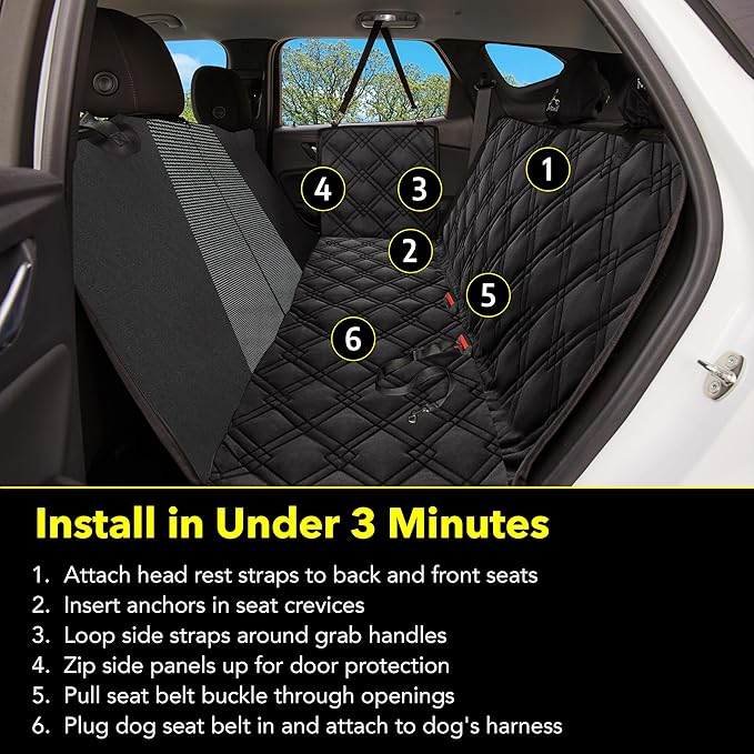 Meadowlark Heavy-Duty Car Seat Cover with Mesh Window, Extra Padded Non-Slip Dog Hammock, Water-Resistant Back Seat Protector for Cars, Trucks and SUVs (54" W x 58" L)