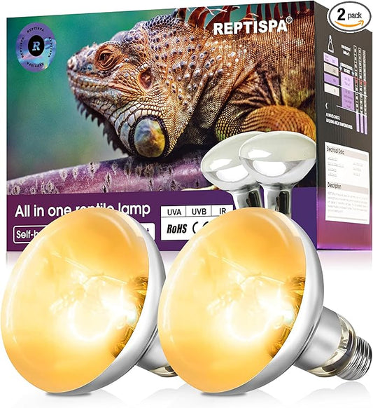 Heat Lamp Bulb, 100 Watt Pack of 2 Full Spectrum UVA UVB Reptile Heat Bulb, Basking Spot Light, Simulate Natural Sun Light for Reptile and Amphibian (Pack of 2)
