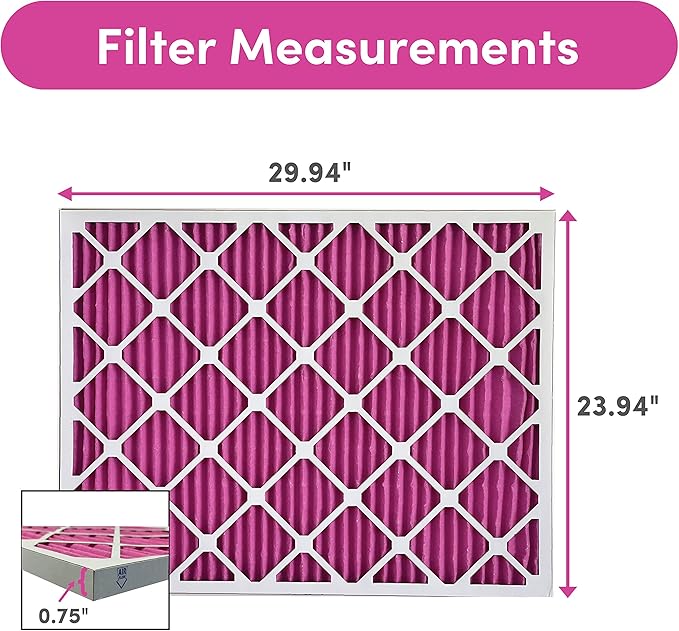 24x30x1 Air Filter by Colorfil | Color Changing Filters for Cat and Dog Odor | MERV 8 Furnace AC Filter for Pet Hair and Dust | 23.9"x29.9"x0.75" Exact Size | Pack of 2