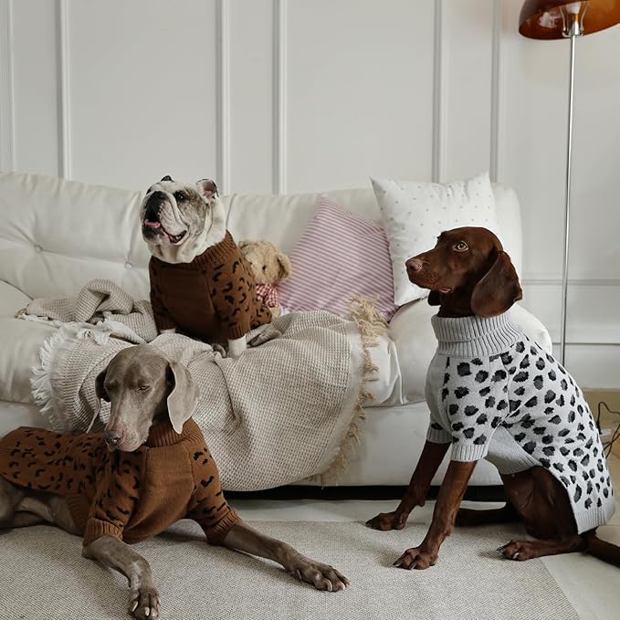 ROZKITCH Large Dog Sweater, Warm Knit Pullover for Cold Weather, Turtleneck Dog Coat for Shepherds Boxers and Mastiffs Grey 4XL