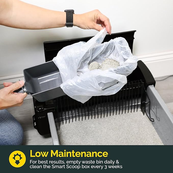 Pet Zone Self Cleaning Semi Automatic Cat Litter Box - Smart Scoop Cat Litter Box with 6 Bags & Carbon Filter for Up to Two Cats 6-16 Pounds