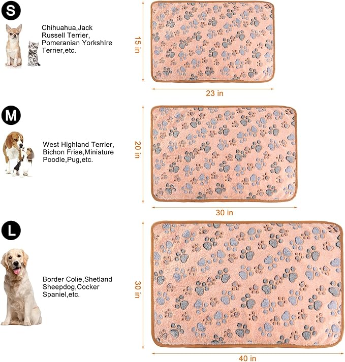 3 Pack Cat and Dog Blanket Soft & Warm Fleece Flannel Sleep Mat, Great Pet Throw for Puppy, Kitten,Cats,Small Dogs (Small 23" x 15")