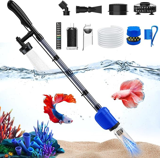 Aquarium Vacuum Gravel Cleaner, 32W 6 in 1 Electric Fish Tank Vacuum Gravel Cleaner,Fish Tank Cleaner for Aquarium Water Changer Sand Gravel Cleaner Remove Dirt Water Shower Water Circulation