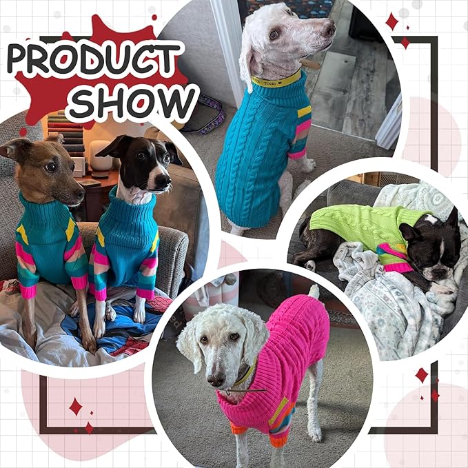 XXL Dog Sweaters Stretchy, Turtleneck Knit Sweater for Extra Large Dogs, Sweaters for Large Size Dogs, Warm Christmas Big Dog Sweater Golden Retriever, Labrador, Rottweiler (Red XXL)