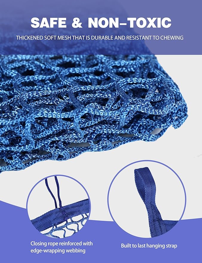 Harrison Howard Square Opening Slow Feed Hay Nets for Horses Large Capacity Horse Feed Bag Reduce Hay Waste Promote Healthy Digestion Blue 24 * 35''