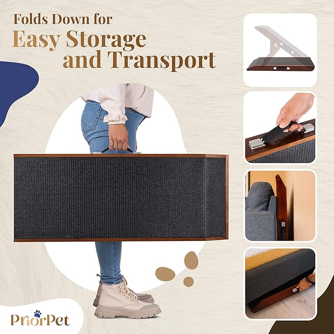 Dog ramp for Couch – Non-Slip, Sturdy Build Foldable Dog ramp – Supports up to 200lbs – Adjustable 7'' to 20'' – Landing Platform Seamlessly Connects – Birchwood Pet Ramp for Small Dogs – Walnut