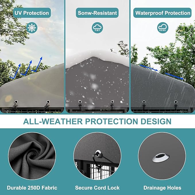 6 x 6 FT Large Outdoor Dog Kennel with Double Swing Doors, Heavy-Duty Dog Cage with Feeding Panel, Weatherproof Roof, Secure Fence Playpen for Large Dogs, Easy Assembly