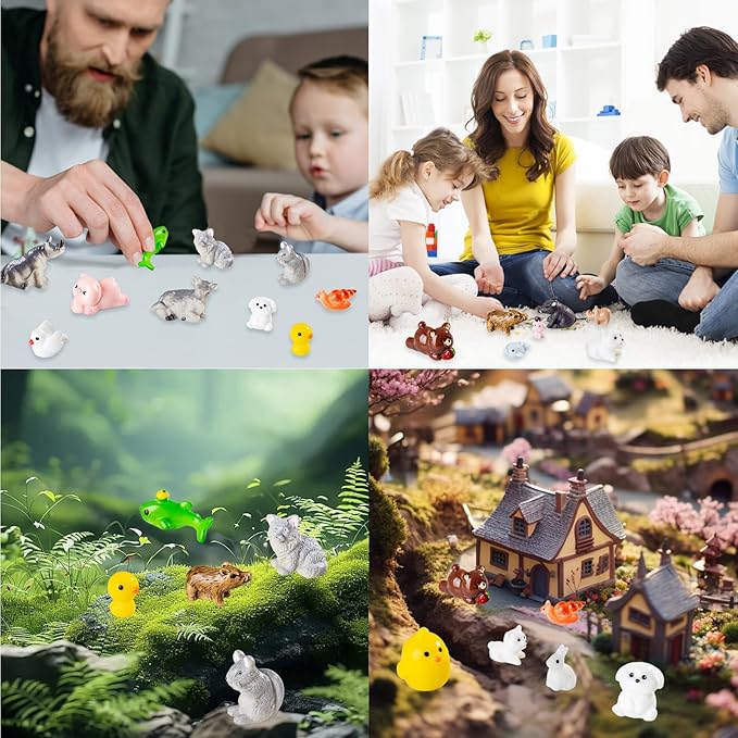 30 Styles Mini Resin Animals 30pcs Variety Tiny Animals Figures Miniature Little Small Figurines Bulk for Micro Fairy Garden Landscape Accessories Hide Decor Aquarium