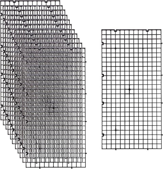 ALEGI 12 Pcs Aquarium Fish Tank Divider Plastic Egg Crate Aquarium Filter Bottom Tray Grid Isolation Board Partition Net Pane Separator (S 12pcs Black)